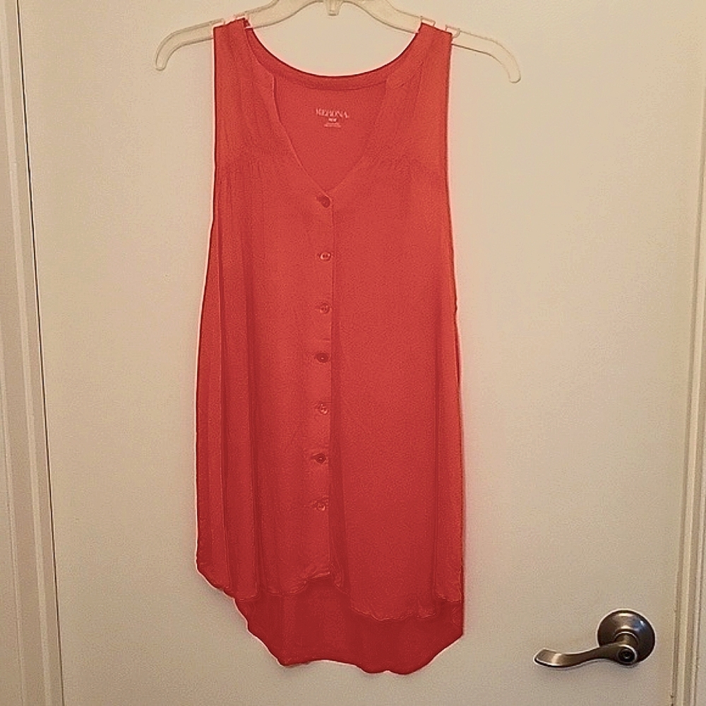 Merona Flowy Orange Button Front Sleeveless Blouse